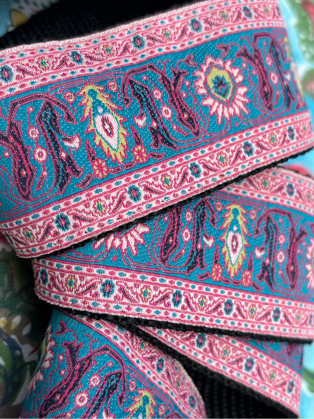 DERIN fabric RIBBON belt accent PINK accessory VINTAGE